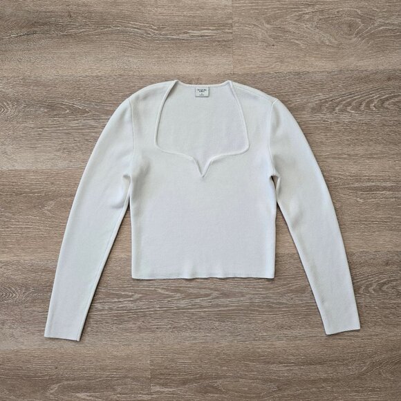 Abercrombie & Fitch Sweetheart Slim Semi Cropped Sweater White Size Small - Picture 6 of 16